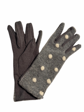 Load image into Gallery viewer, Italian Wool Polka Dot Gloves - Grey
