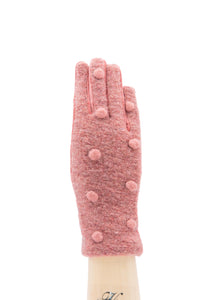 Italian Wool Polka Dot Gloves - Pink