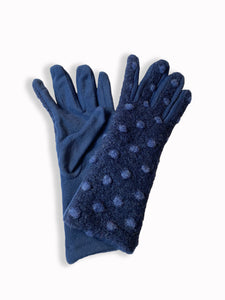 Italian Wool Polka Dot Gloves - Blue
