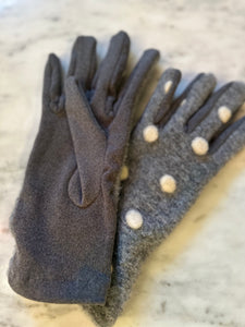 Italian Wool Polka Dot Gloves - Grey