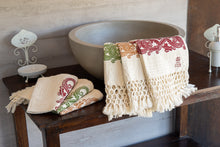 Load image into Gallery viewer, Hand-Printed Cotton Towels - Set of Two - RED
