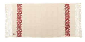 Hand-Printed Cotton Towels - Set of Two - RED