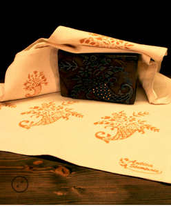 Hand-Printed Apron - Wheat & Grapes