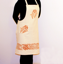 Load image into Gallery viewer, Hand-Printed Apron - Wheat &amp; Grapes
