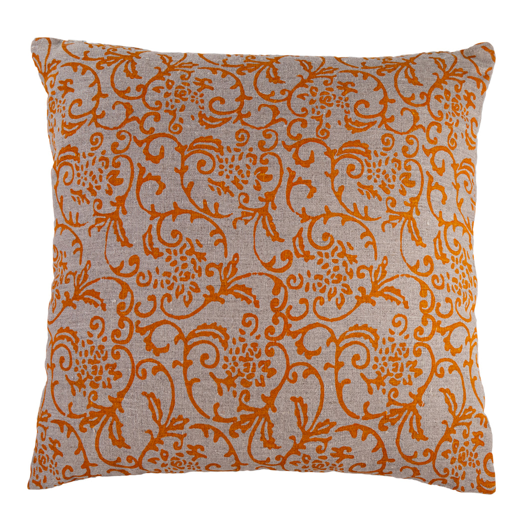 Hand-Printed Pillow Cover - ORANGE