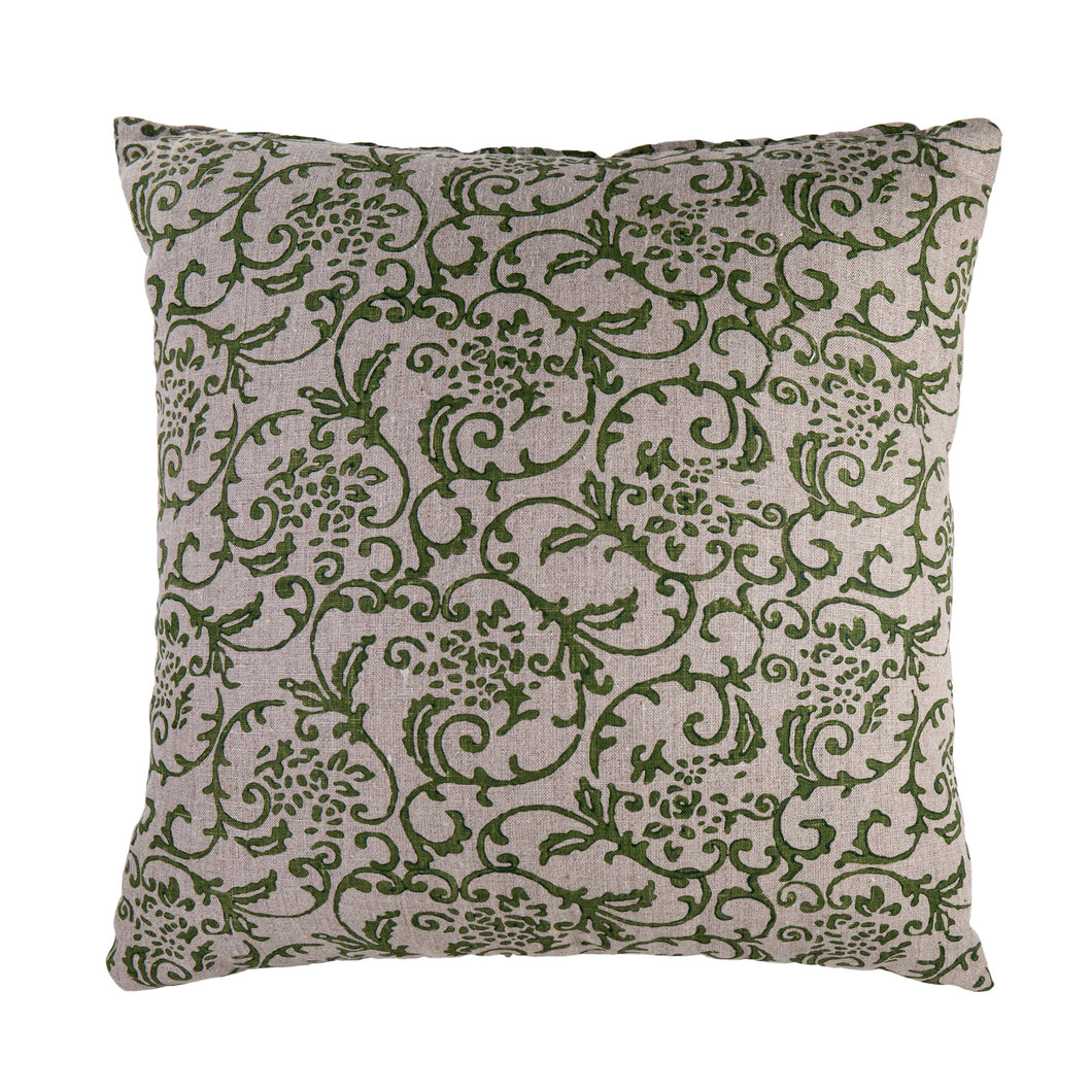 Hand-Printed Pillow Cover - GREEN